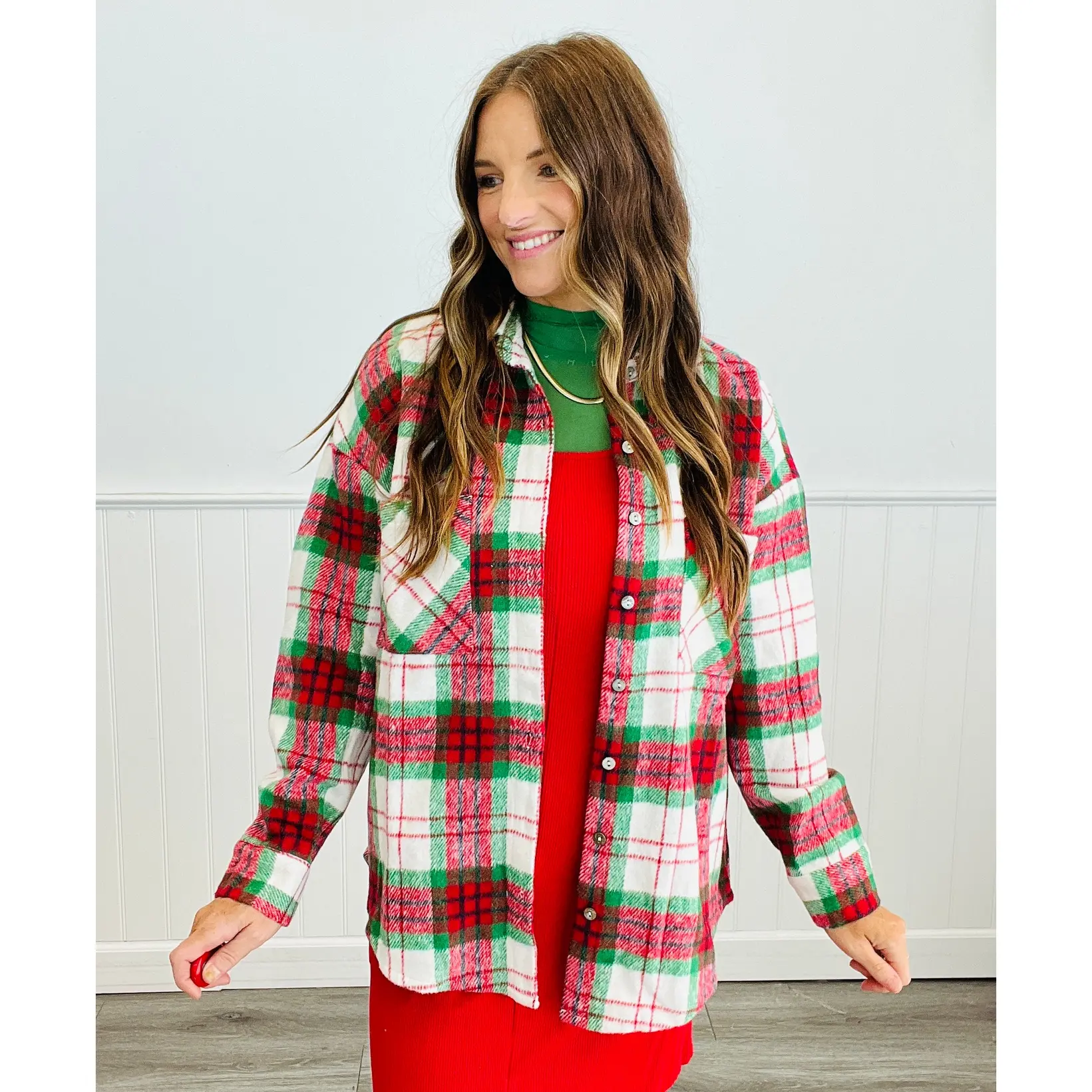 Red/Green Plaid Shacket (Reg & Plus)
