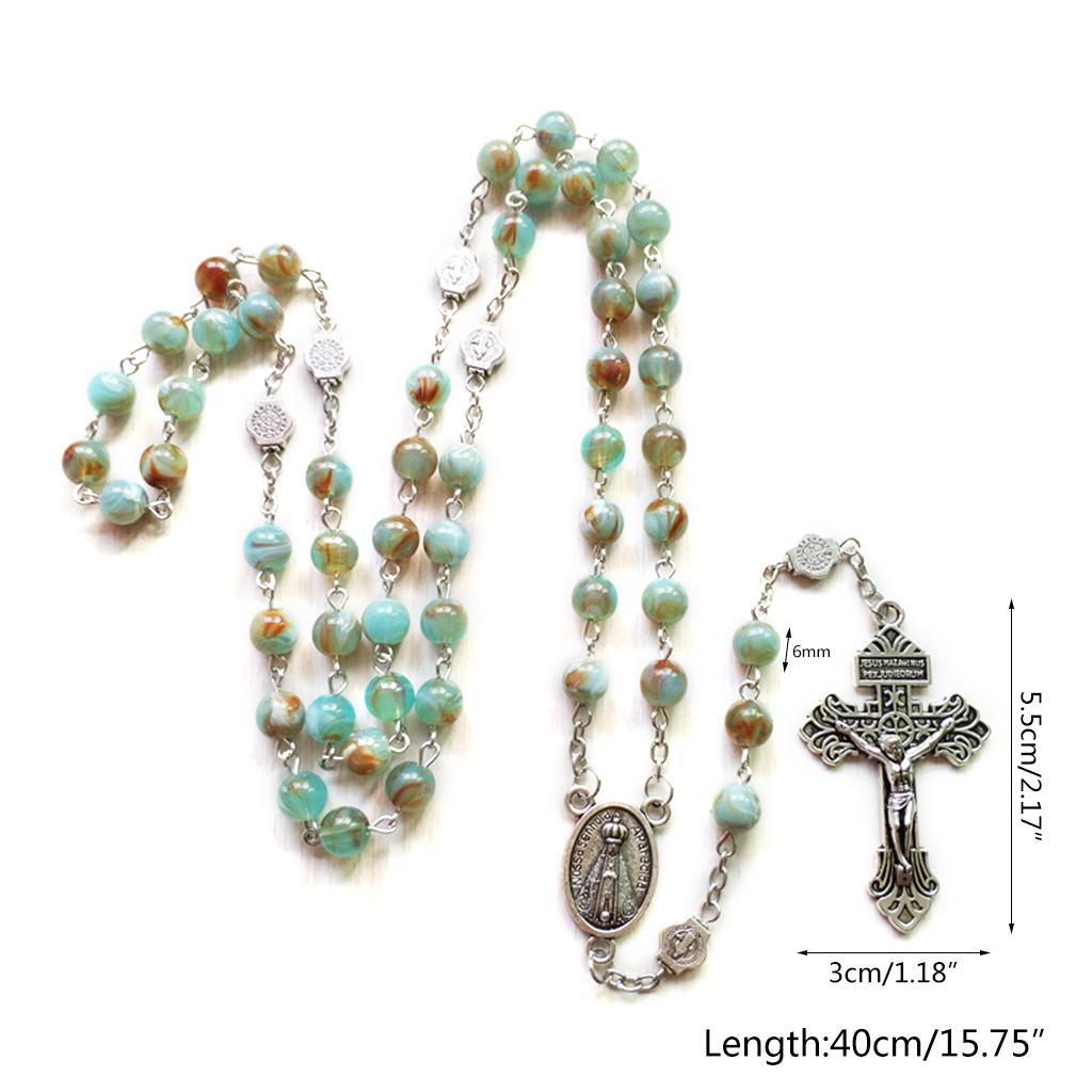 Rosary Beads Necklace 6mm with Jesus Christ Crucifix for Cross Catholic Pendant Rosary Beads Necklace 6mm with Jesus Christ Crucifix for Cross Catholic Pendant