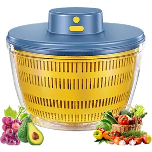 Electric salad spinnerautomatic salad rotatorusb chargeble lettuce spinner easy water drain systemlettuce cleaner and dryer for home kitchen washing drying leafy vegetablesyellow