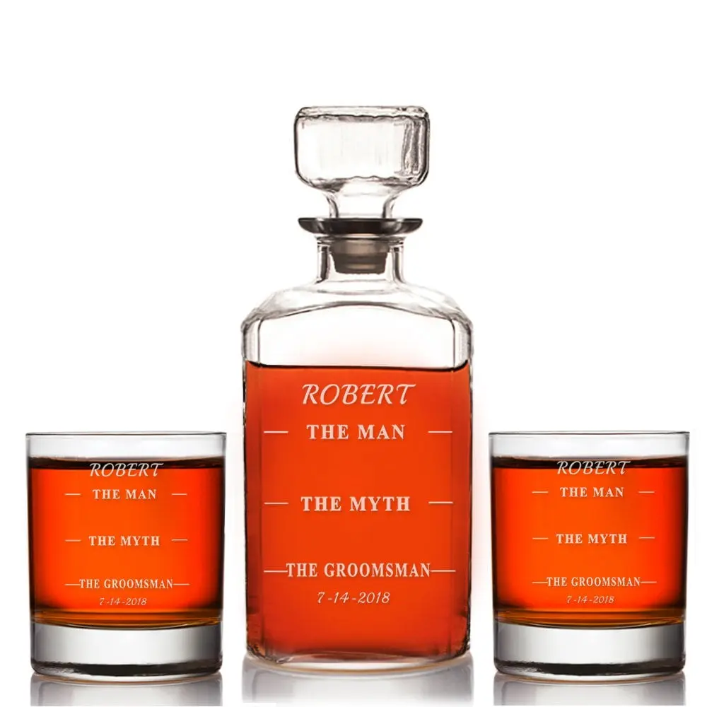Personalized Groomsman The Man, The Myth, The Groomsman Whiskey Decanter, Personalized Decanter Gift,Engraved Groomsmen Decanter Gift