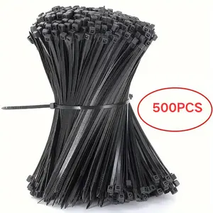 500 pieces of black nylon zip ties, adjustable self-locking zip ties, fixed and tied zipper straps, sturdy and durable, suitable for outdoor cables, gardening, home and office wire sorting and multi-purpose bundling, practical household items