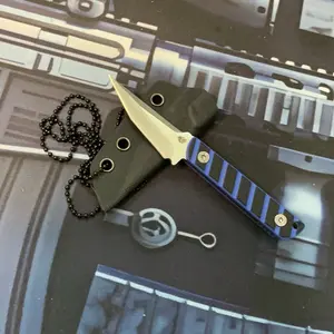 Fixed Blade Knife with Sheath 5”Small Horizontal Carry Knifes with Kydex Sheath, Full Tang M360 Stainless Steel, Black, Neck Knife, Men Gifts G 10 handles, black and blue!