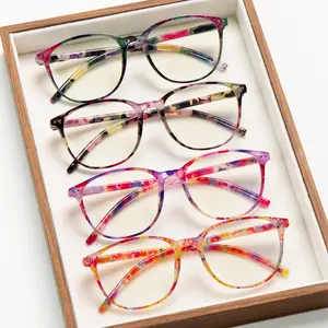 4pcs Progressive Multifocal Blue Light Blocking Reading Glasses Retro-Inspired Fashion Prints Round Frames Stylish And Versatile Suitable For Multiple Occasions Women's Holiday Gift Christmas Gift