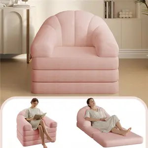 Costoffs 2-in-1 U-Shaped Marshmallow Sofa Bed - Chenille Upholstered Soft Couch, High Resilience, Instantly Transforms From Cozy Bean Bag to Floor Sleeper for Bedroom, Living Room