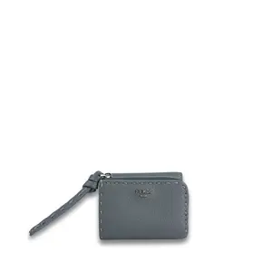 Pre-owned FENDI Leather Small Leather Goods Blue Peekaboo Micro Trifold Wallet