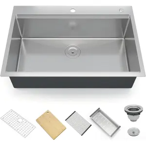304 Stainless Steel Double Bowl Kitchen Sink - Undermount or Drop-In Design