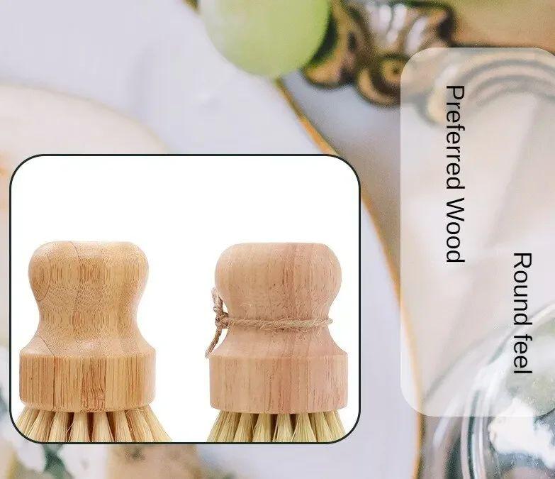 2pcs/set Kitchen Cleaning Brush Wooden Dish Brush with Natural Sisal and Coconut Durable Portable Eco Friendly Zero Waste