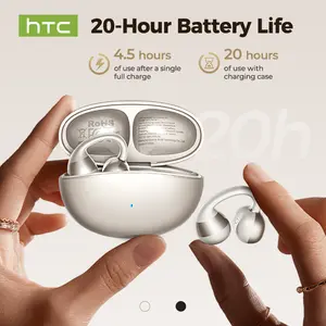 HTC NE56 OWS - The latest clip-on earphones from 2025. Bluetooth headset (6.0), IPX5 water resistance, and a built-in microphone. Super comfortable to wear and excellent sound quality.