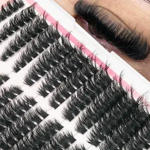 192pcs Artificial Mink Eyelashes, Natural Look False Lashes, Travel Essential Makeup Tool, 3D Fake Mink Eyelash Clusters, Dense Puffy, Volumized False Eyelashes, False Eyelashes Extension, Diy Eyelash Extensions
