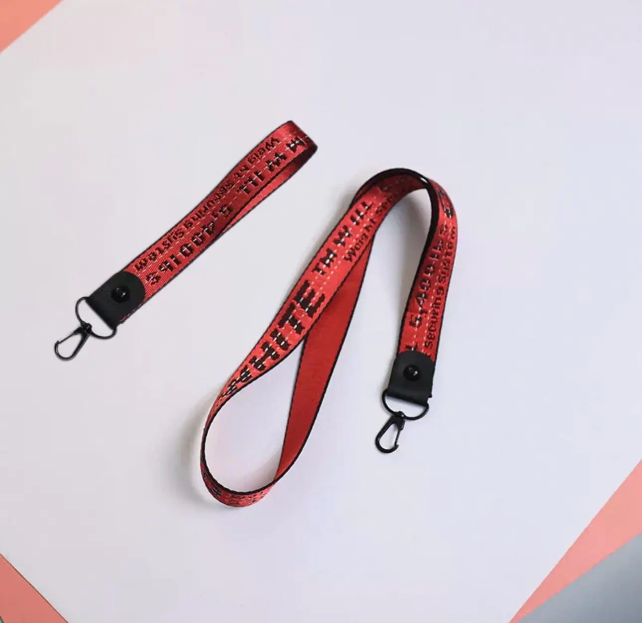 Red Canvas Keychain Unisex Combination with Trendy Embroidered English Letters