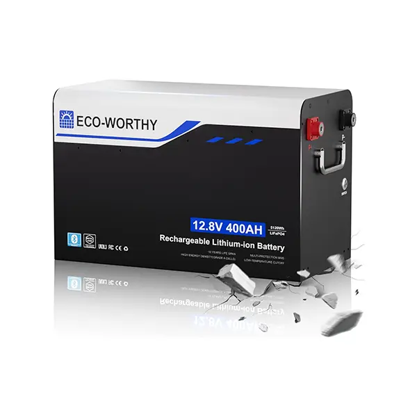 ECO-WORTHY 12V 400AH Metal Case LiFePO4 Lithium Battery with Bluetooth, Built in 250A BMS, Low-Temp Protection, 5120Wh Max for RV, Camper, Travel Trailer, Off-Grid