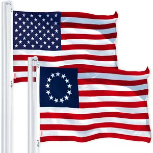 G128 Combo Pack: USA  3x5 Ft 150D Printed Stars & Betsy Ross Flag 3x5 Ft 150D Printed