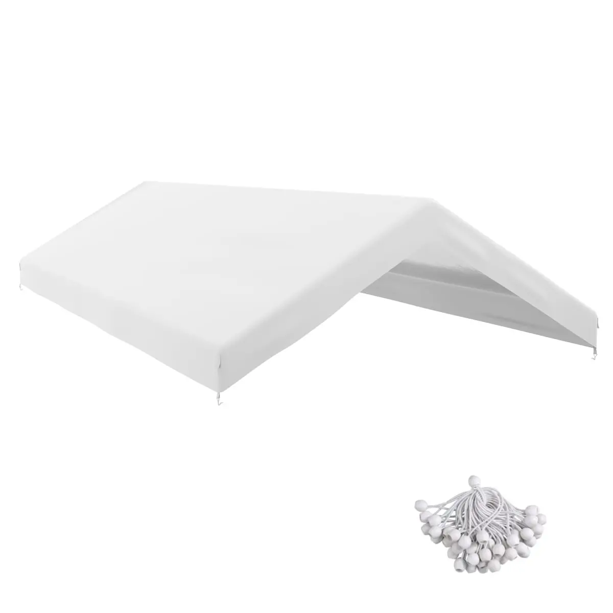 212 Main 84C-448V00WT 10 x 20 ft. Outsunny Carport Replacement Canopy, UV Resistant Garage Car Cover with Ball Bungee Cords, White