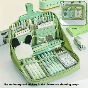 Large Capacity Pencil Case, Multi-Layer Stationery Bag, Desk Organizer, Portable Cosmetic Storage, Washable, Multiple Colors Available, Stationery Supplies