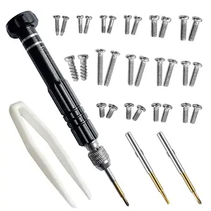 Eye Glass Repairing Kit, S2 Steel  with 15 Types of Screws, Precision Eyeglass Repair Tool Set (Black2in1-screws)