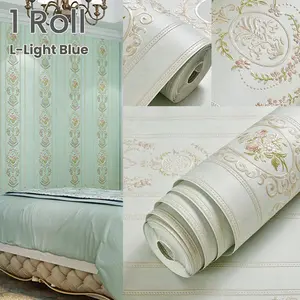 1 Roll Self-Adhesive Classic Floral Pattern Nonwoven Paper Wallpaper, Thickened Material, Elegant European Lines, Multiple Lengths Available, Easy to Apply and Cut, Suitable for Living Room, Bedroom Walls, and Feature Walls.