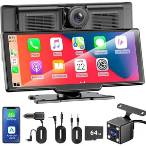 Wireless 4K Carplay Screen for Car, 10.26" Smart Portable Apple Carplay & Android Auto Car Stereo Touchscreen, with Backup Camera, AM/FM, GPS/Mirror Link/AUX for All Vehicles