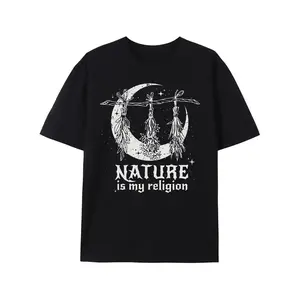 Nature Is My Religion Witch Halloween Womens Wider Cut T-Shirt Black Breathable