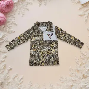 Baby Boy Camouflage Print Embroidered Duck Zipper Pullover Jacket - Long-Sleeve Fitted Soft Cotton, Cozy Fall Casual Outfit, Baby Boy Clothes Coat