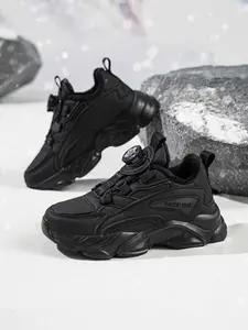 Autumn Winter Kids Sport Shoes, PU Leather Upper, Fleece Lined Warm Inner, Eva Lightweight Sole, Fashion Comfortable Footwear Training Shoes