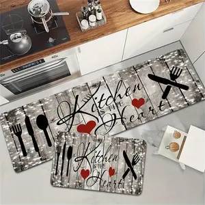 Milky Gray Knife and Fork Love Kitchen Floor Mat Set Laundry Room Floor Mat Kitchen Floor Mat Living Room Mat Bedroom Mat Indoor Door Mat Machine Washable Entrance Door Mat Decorative Mat Indoor Mat Kitchen Floor