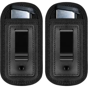 2 Pack Universal IWB Magazine Holster Clip, Concealed Carry Pistol Mag Holder Pouch Fits Single Double Stack Magazines for 9mm .40 .45 .380, Compatible with 7 10 15 Round Clips for All Pistols, All Black