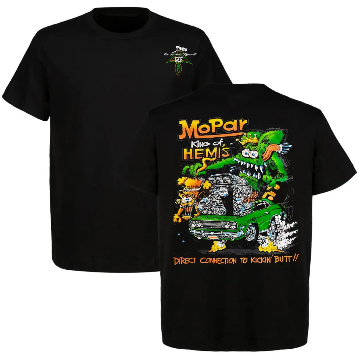 Vintage Mopar "King of Hemis" Hot Rod Monster Graphic Black T-Shirt