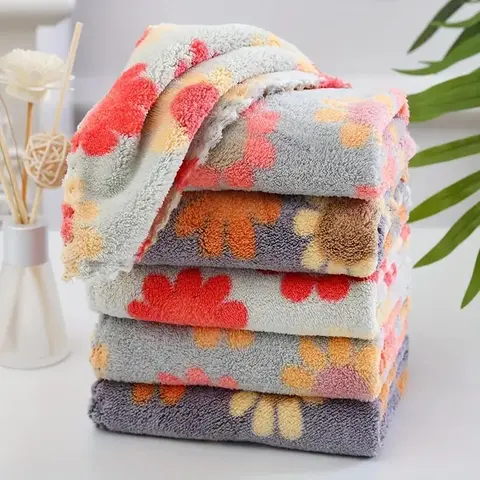 Floral Pattern Washcloth Set, 6-Piece Soft Water-Absorbent Towels for Home Bathroom Use