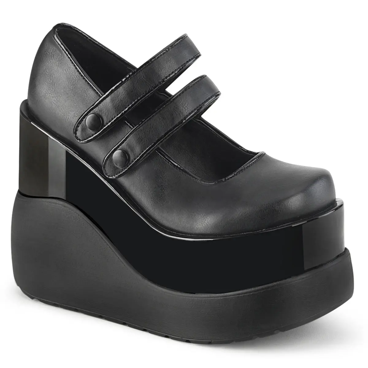Demonia Void-37 Black Vegan Leather-Patent Platforms Demonia Void-37 Black Vegan Leather-Patent Platforms