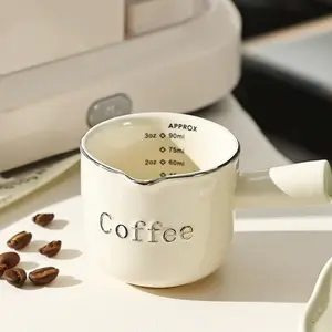 Minimalist Ceramic Coffee Measuring Cup with Spout | Espresso Shot Cup (3oz)