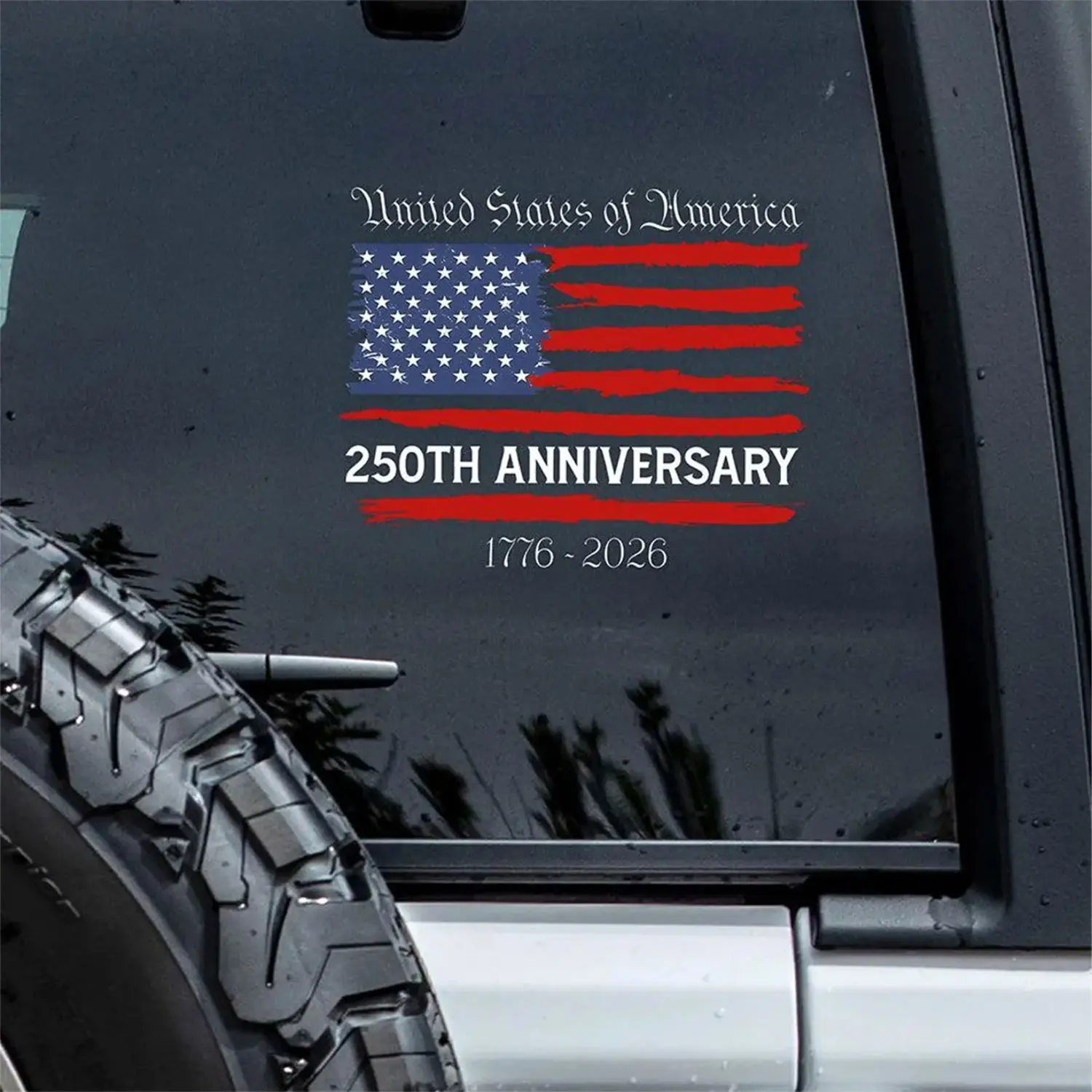 USA 250th Anniversary Patriotic Decal 1776–2026, United States of America Semiquincentennial Flag Car Window Sticker