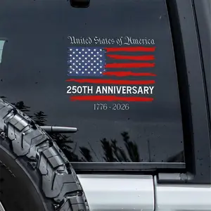USA 250th Anniversary Patriotic Decal 1776–2026, United States of America Semiquincentennial Flag Car Window Sticker