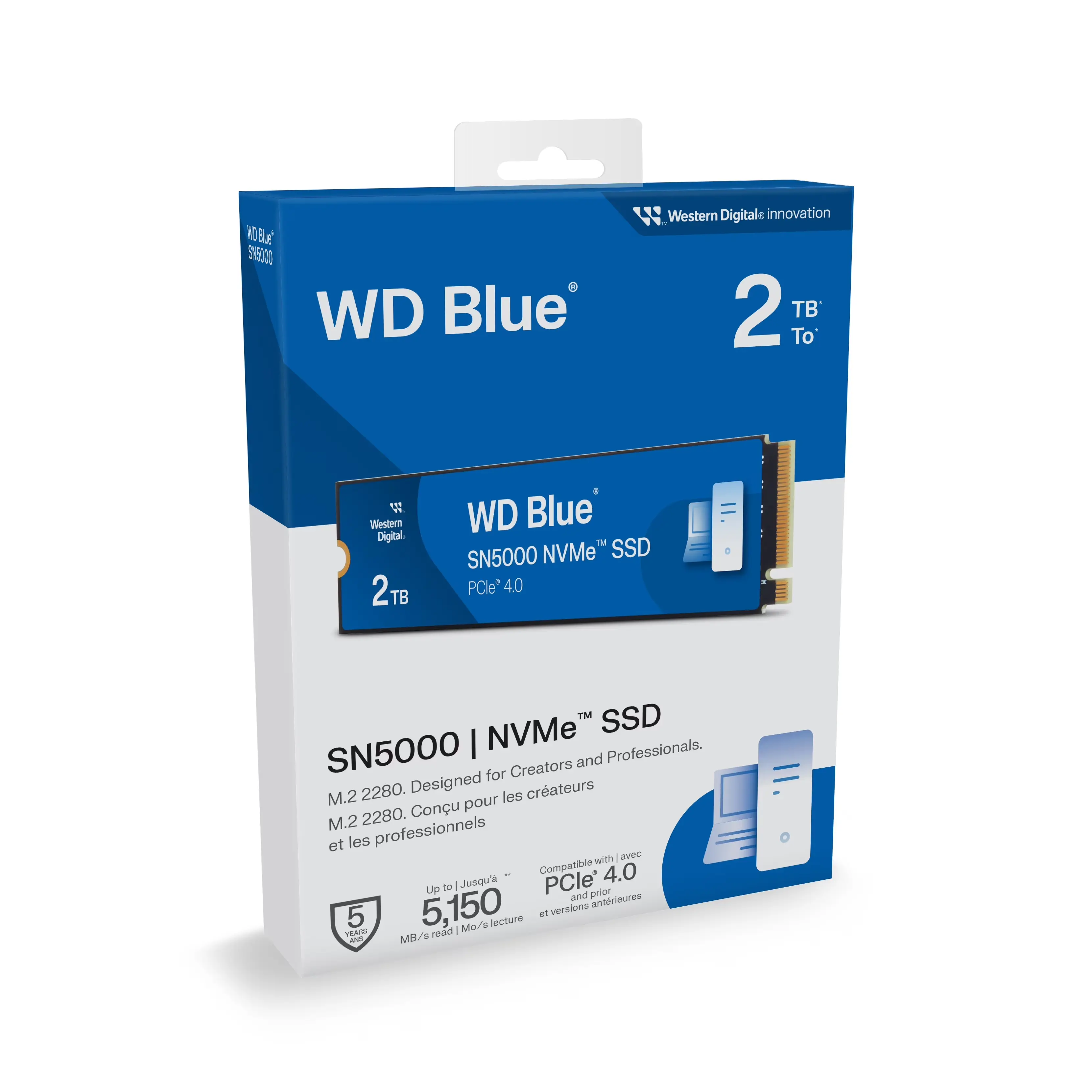 2TB WD Blue SN5000 NVMe SSD, PCIe Gen 4.0 Internal Solid State Drive