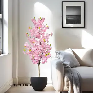 Artificial Cherry Tree, 150cm Faux Plant, Silk Fake Flower Leaves, Indoor Outdoor Fake Plant for Wedding Home Hotel Office Room Garden Party Decoration, Fruit