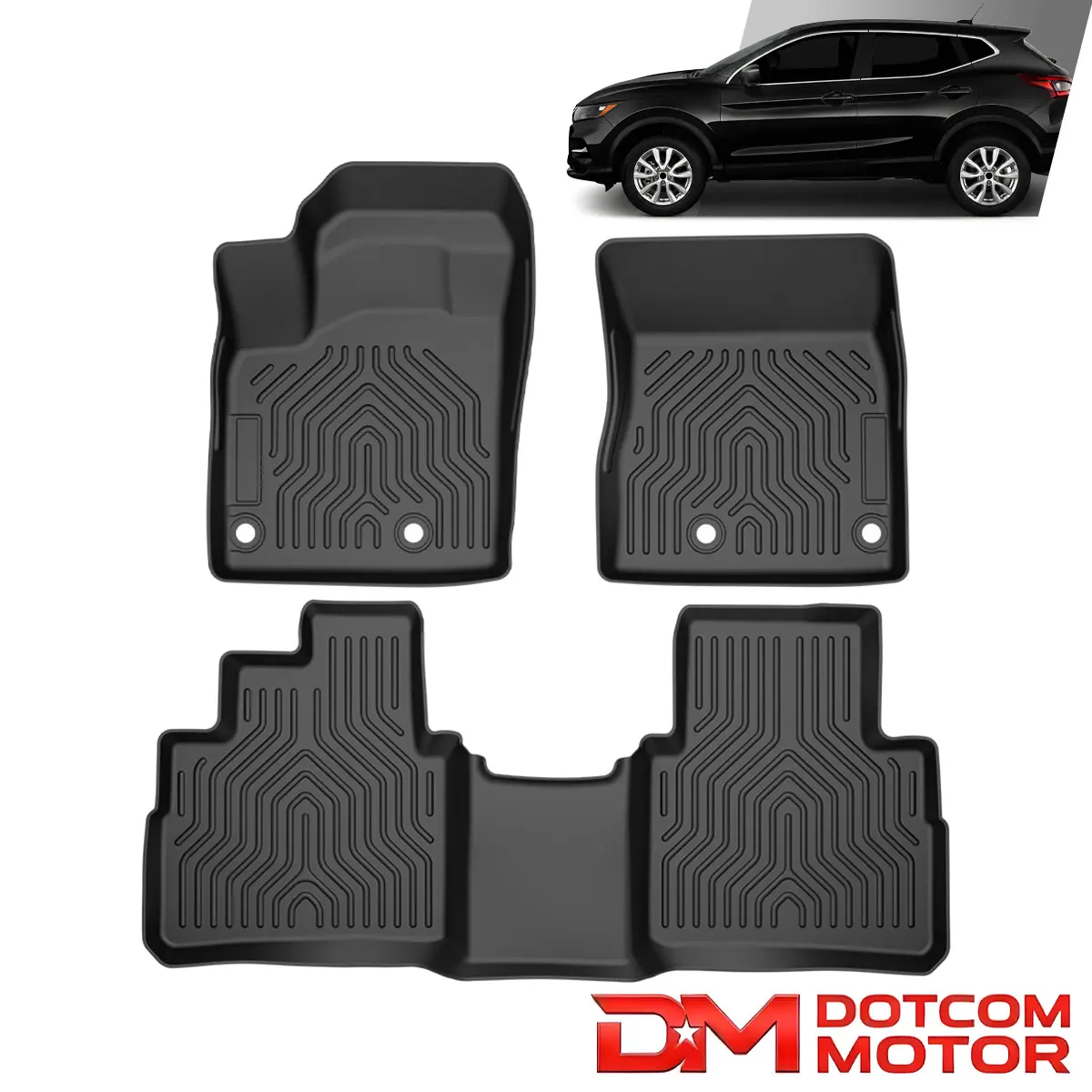 Floor Mat Liner  Fit For 21-23 Nissan Rogue All Weather Black TPE 2 Row 3pcs Set