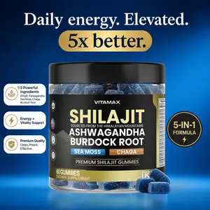 Pure Shilajit Gummies, Sea Moss, Ashwagandha, 105+ Trace Minerals – Organic Burdock Root & Lions Mane Mushroom - Blue Razz – Vegan & Non-GMO – Made in USA – 60ct