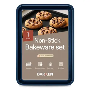 BAKKEN - Kitchen Baking Pans, Non-Stick Coating, Commercial Grade Carbon Steel Blade 13.58 x 9.65 Inch, Diamond Textured Bottom, PFOA, PFOS, PTFE Free, Oven Safe (450°F)