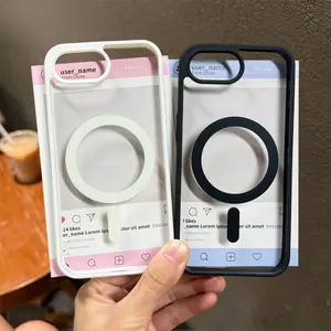 Transparent Magnetic for iPhone 11 12 13 14 15 16 17 SE4 7 8 SE Plus Pro Max X XS Max Wireless Charging Case Hard Acrylic Cover