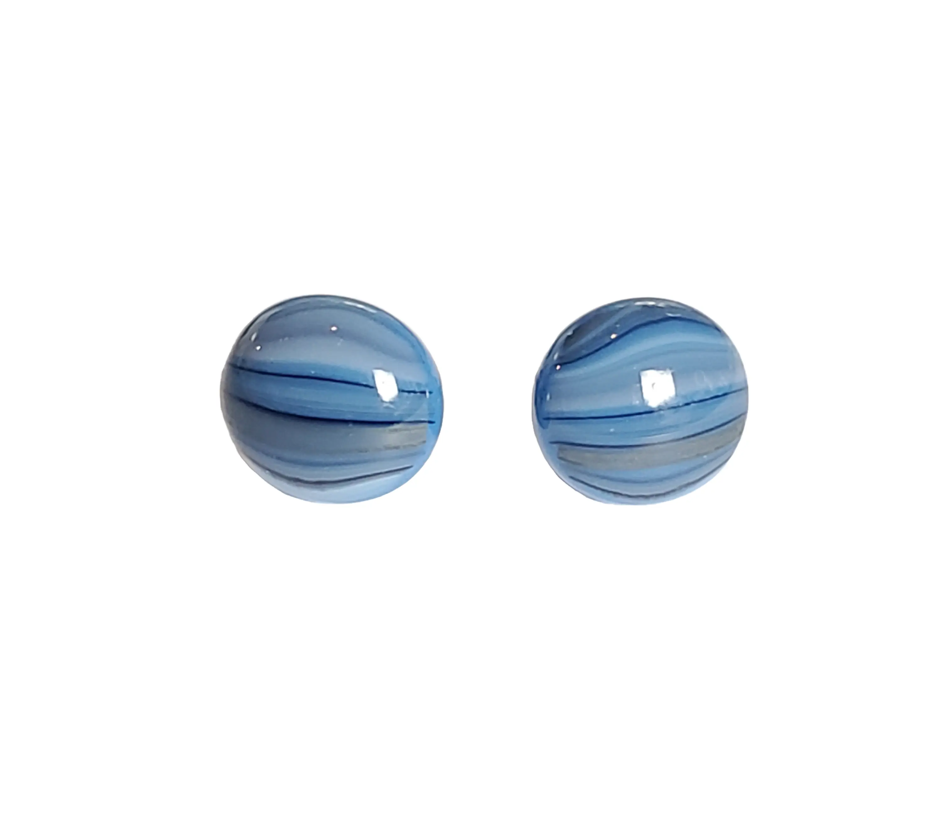 Smoky Blue and Black Fused Glass Stud Earrings