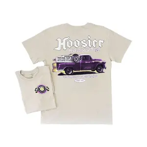 Hoosier Racing T Shirt, Vintage Purple Pickup Truck Graphic with Hoosier Racing Tire Logo, Retro Racing 2 Sides Graphic Tee, Soft Cotton Blend Shirt, Gift for Motorsports Fans
