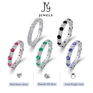 [JYJZZ183] (Sara) S925 Silver Simple Fashion Colored Zirconia Light Luxury Fashion Minimalist Niche Design Ring.