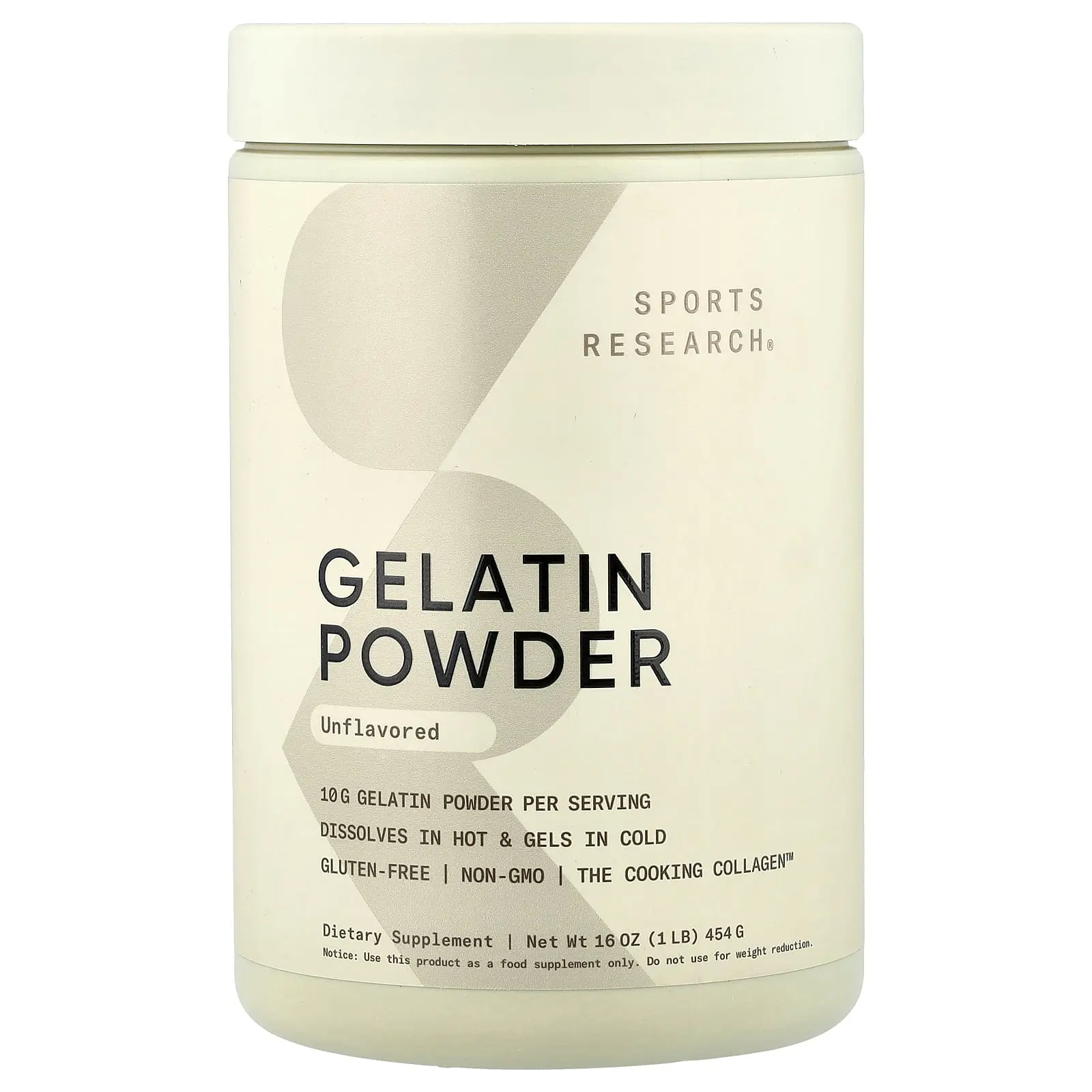 Sports Research Gelatin Powder, Unflavored, 16 oz (454 g)