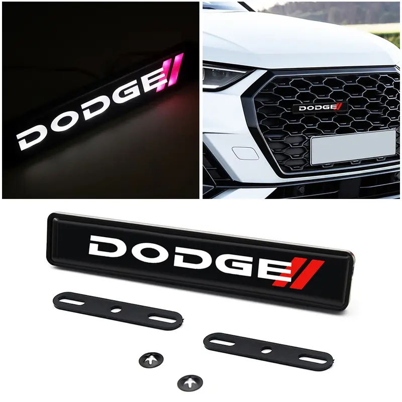 Car LED Front Grille Emblem Light, Compatible with Dodge Challenger Charger RAM Durango, Automotive Accessories, Stylish Car Decoration, Sticker for Cars