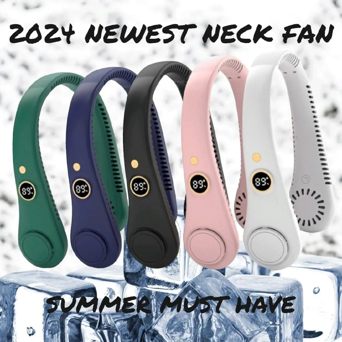 Portable USB Rechargeable Neck Fan for Summer, USB Hands-free Hanging Fan for Outdoor Sports Music Festival, Lightweight Low Noise Hanging Fan for Hom
