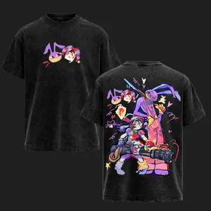 Jax & Pomni Digital Circus Washed T-Shirt, The Amazing Digital Circus Graphic Tee, Cute Chaos Cartoon Streetwear Shirt, Oversized Vintage Style Tee