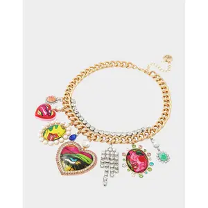 Betsey Johnson ART CAMPAIGN CHARM NECKLACE MULTI