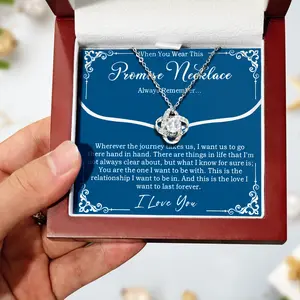 Short Pendant Promise Necklace - Romantic Costume Jewelry with Message Card, Light-Up Box Gift for Girlfriend, Ideal for Anniversary