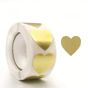 500pcs Gold Heart Stickers, Metal Texture Adhesive Seals, Valentine's Day Wedding Envelope Seals, Christmas Gift Tags, DIY Decorations