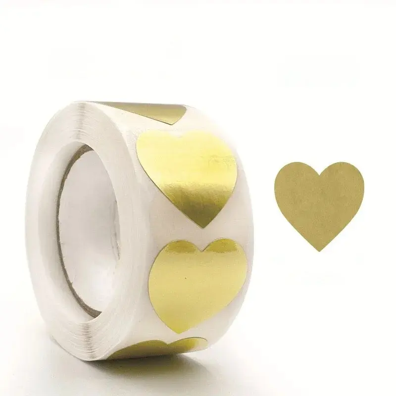 500pcs Heart Stickers, Metal Texture Adhesive Seals, Valentine's Day Wedding Envelope Seals, Christmas Gift Tags, DIY Decorations, Valentines Stickers, Decorative Stickers