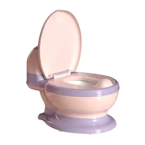 Potty Training Toilet, Realistic Potty Training Seat, Toddler Potty Chair with Soft Seat, Removable Potty Pot, Toilet Tissue Dispenser and Splash Guard, Non-Slip for Toddler& Baby&Kids White, Pink